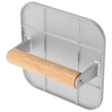 Molde para hamburguesas con bordes lisos para uso doméstico. Seguro al tacto. Fabricado en aleación de aluminio resistente y mango de madera. Color