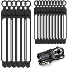 Cleme de cablu din silicon (16 bucăți, 4,2" și 7,1"), organizator de cablu reutilizabil pentru casă, birou, bucătărie, școală, călătorii