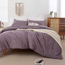 Komplet pościeli King Size Dusty Purple, 3 sztuki (1 kołdra boho i 2 poszewki na poduszki) Pościel całoroczna, lekka narzuta na łóżko i kołdra