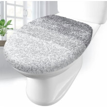 Housse de couvercle de toilette en microfibre douce, lavable en machine, dos en caoutchouc, convient à la plupart des couvercles ronds/allongés,