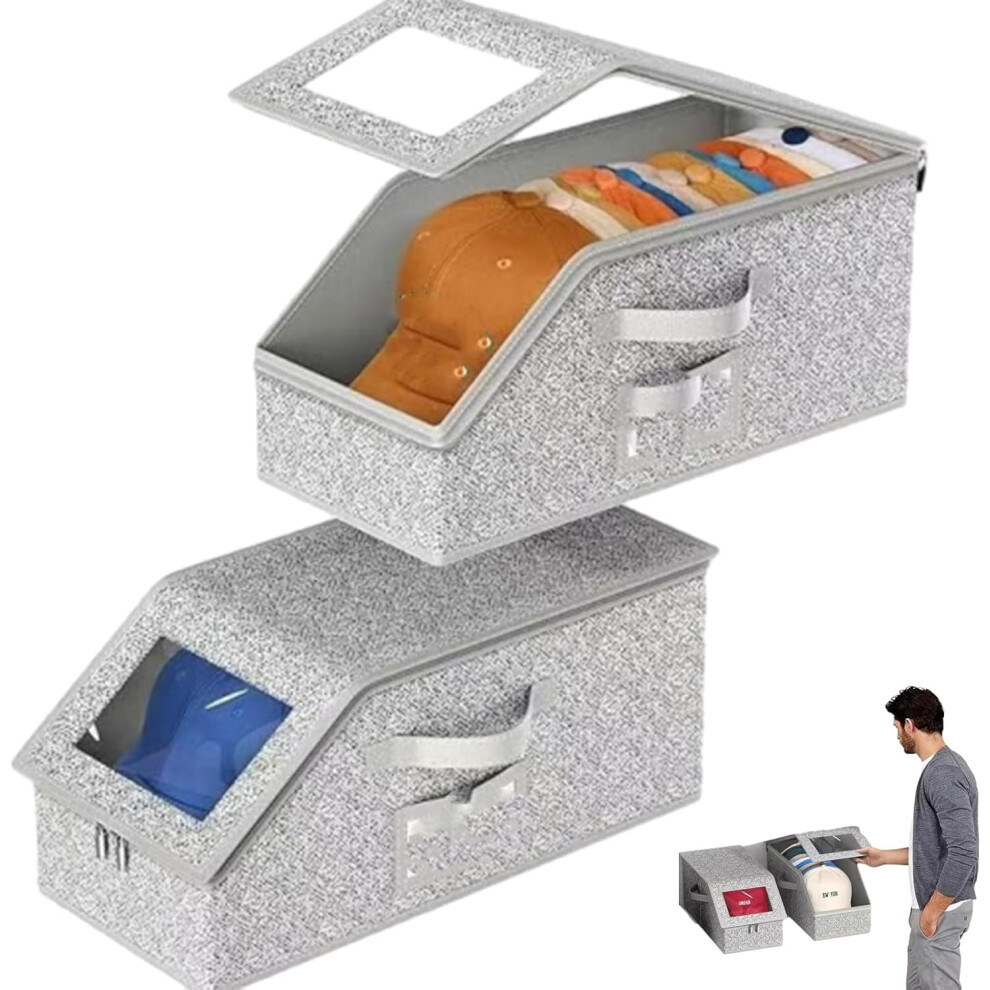 Stackable Baseball Cap Storage Boxes Grey