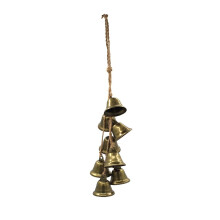 Sonnette de porte en métal bronze, diamètre 4 cm, longueur totale 42 cm