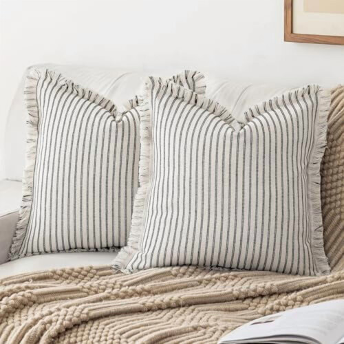 Fodere per cuscini decorativi con frange in stile boho, 45x45 cm (set da 2)