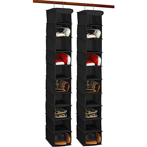 2 Pack 10 Shelves Hanging Organizer, Black