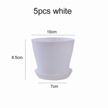 Lot de 5 mini pots de fleurs avec soucoupe en résine plastique épaisse aérée, pour balcon ou bureau, idéal pour les plantes grasses et le