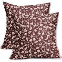 Bordeauxrode kussenslopen (2 stuks), vintage bloemenprint, rustiek design, landelijke stijl voor bank, fauteuil en bed – geschikt voor standaard