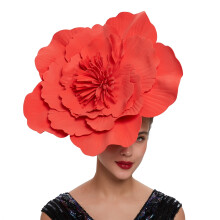 Dameshoedjes/fascinators voor bruiloften, cocktails en theekransjes – Rode mesh bloemenhaarclip/hoofdband, geschikt voor alle gelegenheden