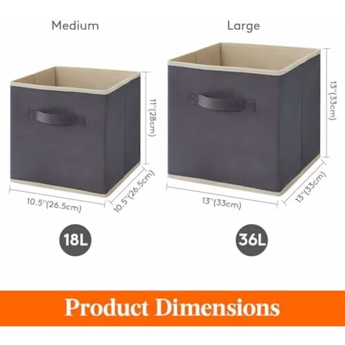 Foldable Storage Cubes Gray Fabric 16-Pack 18L