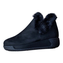 Damen-Winterstiefel, gefüttert, flacher Absatz, runde Zehenpartie, Knöchelhoch