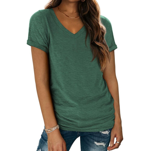 Magliette casual estive da donna con maniche a V e scollo a V