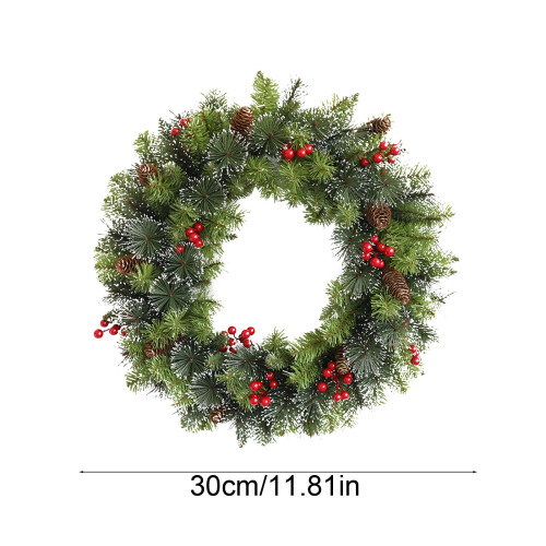 Julkrans av grankottar med bär och frostade 30 cm 2