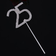 Silver Rhinestone Cake Topper for Birthday Party and Wedding Anniversary Decorations Alloy and Rhinstone 2.5 Inch