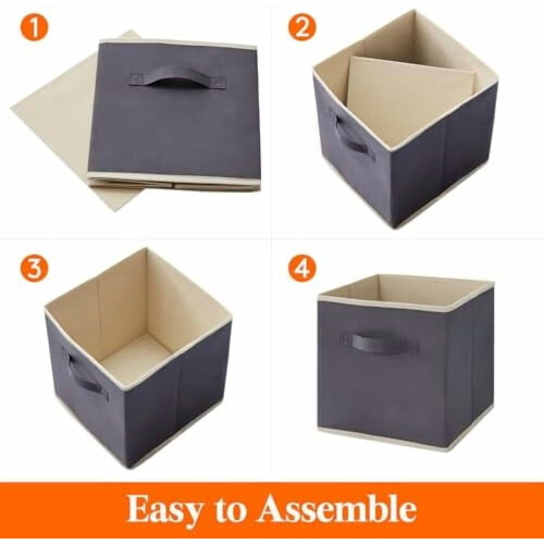 Foldable Storage Cubes Gray Fabric 16-Pack 18L 2
