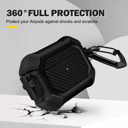 Συμβατό με AirPods Pro2nd Gen – Θήκη Military Armor με ασφαλή κλειδαριά, μπρελόκ και 1