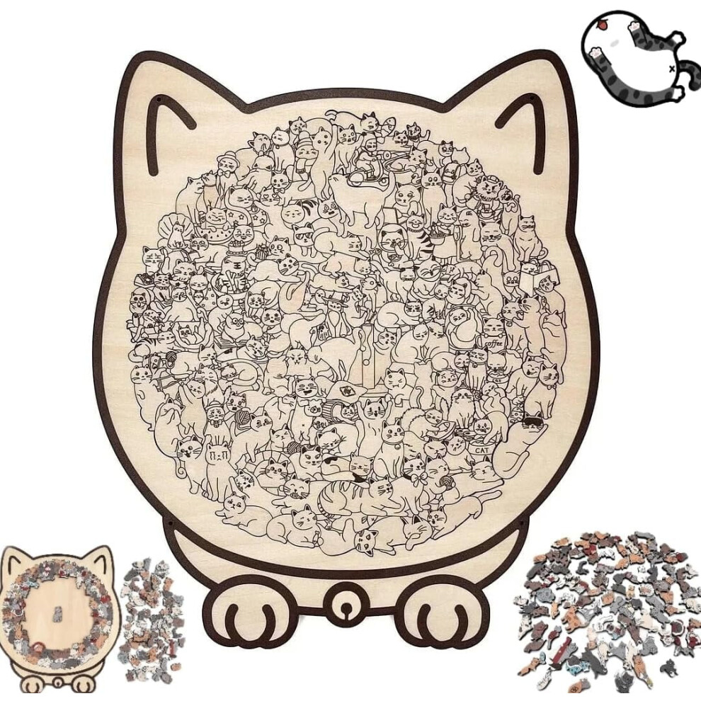 猫形木质拼图 135片 创意礼物与家居装饰