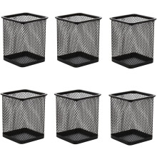 Toocust zwarte metalen pennenhouder van gaas, 6 stuks, metalen bureau-pennenhouder, pennenhouder voor op het bureau