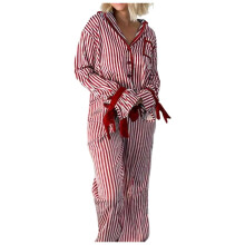 Pijamas de Natal combinando para a família – Conjunto de roupa de dormir listrada de 2 peças, blusa macia com botões e calça, roupa de