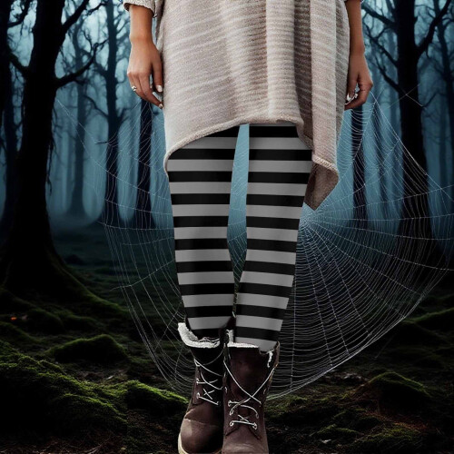 Γυναικείο ριγέ παντελόνι γιόγκα για το Halloween – Μαλακά κολάν από μετάξι γάλακτος, 1