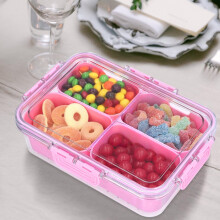 Luftdichter 4-Fächer-Lebensmittelbehälter für Gewürze, Snacks, Obst, Nüsse – Tragbare Bento-Box für Camping, Picknicks, Büro – Kompatibel