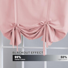 Blackout Tie Up Curtains 2-Pack, Thermal Insulated, Light Blocking Balloon Roman Shade, Rod Pocket, 42"x63", Baby Pink