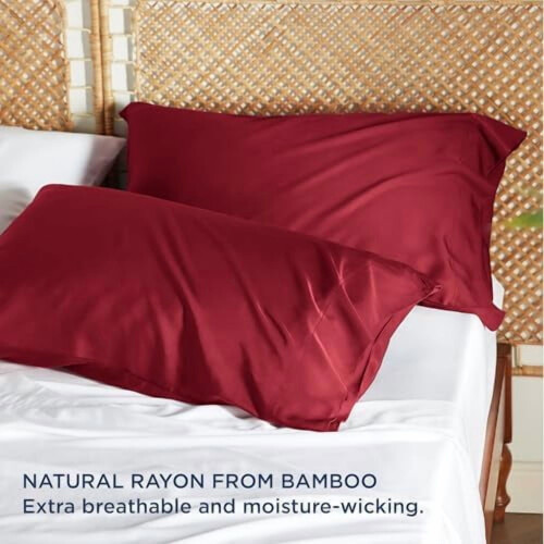 Conjunto de 2 fronhas de bambu e rayon, tamanho King (20x36 polegadas). 2