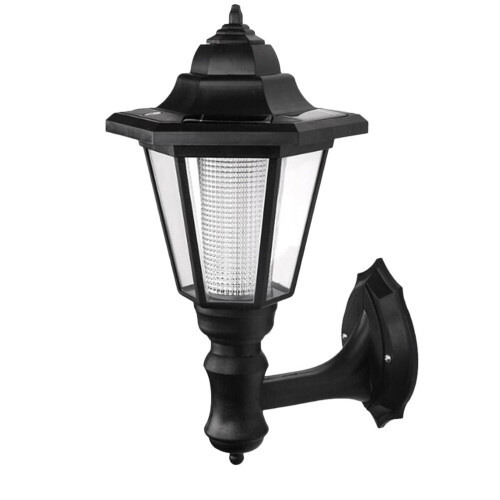 Luminária de parede hexagonal com energia solar OUNONA para uso externo em quintal e pátio, preta, em PC+ABS de 15 cm (6 polegadas). 2
