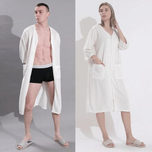 Damskie, męskie, wygodne, plus size, krótkie, frotté, szlafrok, zapinany z przodu, piżama, bielizna nocna