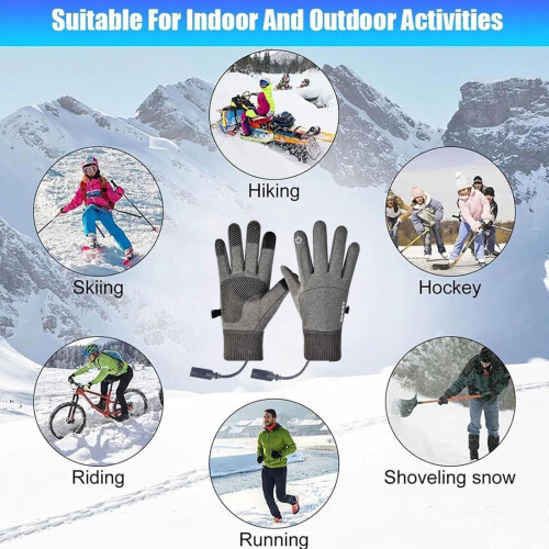 USB Heated Gloves Waterproof Touchscreen Compatible M 2