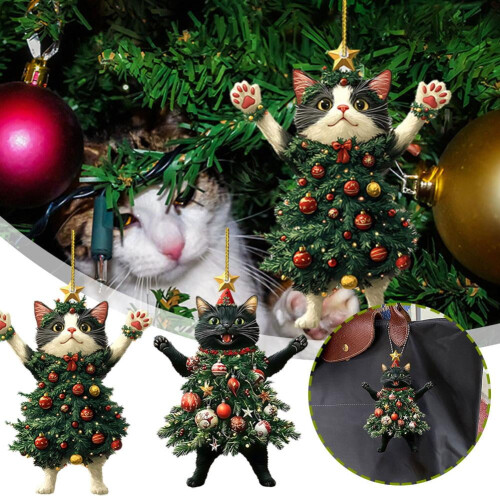 Black Cat Acrylic Christmas Ornament 1 Piece 2