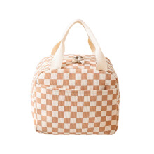 Sac à lunch isotherme en velours côtelé à motif fraise, plusieurs compartiments – Portable et doux pour le travail, les voyages et les