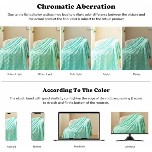King Flannel Fleece Throw Blanket Aqua Checkered 2