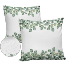 Housses de coussin imperméables, motif aquarelle d'eucalyptus, vert et blanc, 40 x 40 cm, lot de 2, pour terrasse/canapé/balcon