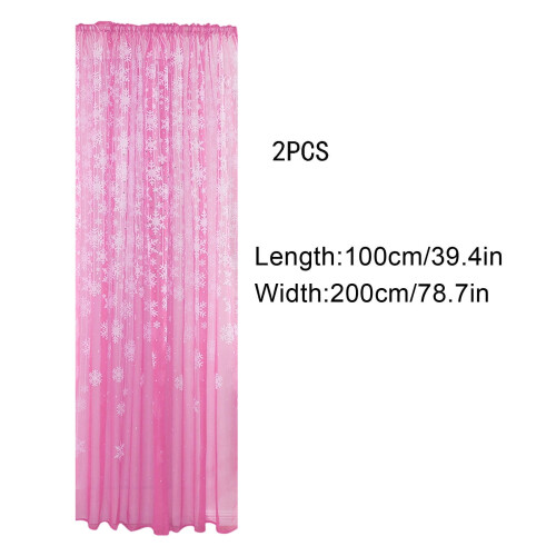 Christmas Snowflake Curtains 200x100cm Polyester Pink 2-Pack 2