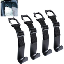 Conjunto de 4 ganchos ajustáveis universais para encosto de cabeça de carro, organizador para banco traseiro, suporte para bolsas e sacolas com
