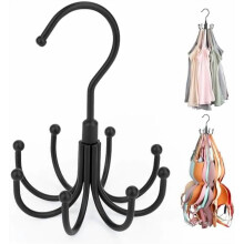 Rotatable Tank Top Hanger, 2-Pack Bra Organizer, Holds Up to 48 Sport Bras, Space-Saving Metal Closet Organizer, Black