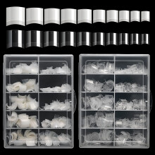 Short Nail Tips - 1000PCS French Style Square Tips for Acrylic Nails Half Cover with Case for Salon