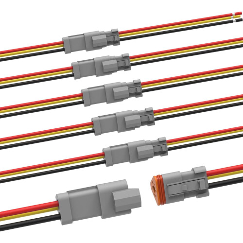 Deutsch3Pin Κιτ Αδιάβροχου Ηλεκτρικού Συνδέσμου 16AWG Αρσενικά και Θηλυκά Συνδετικά