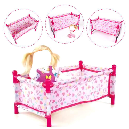 Set da gioco per bambini con lettino per bambole, culla e mobili giocattolo simulati. 1