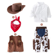 Ediodpoh fiús lezser szett Oktoberfest májusi baba western cowboy stílusú gyerek szett barna_001 8-9 éveseknek