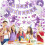 Ensemble de décoration d'anniversaire violet avec banderole, ballons et 5