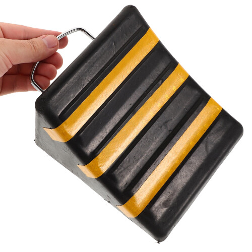 1Pack Black Rubber Triangular Wheel Chocks for Car Owners on Inclined Surfaces 2