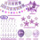 Ensemble de décoration d'anniversaire violet avec banderole, ballons et 4
