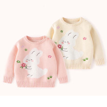 Trui met ronde hals en grafische print, gemaakt van zacht katoen, gebreide trui met lange mouwen en schattige ribbels, geschikt voor peuters van 6