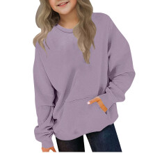 Basic-Pullover mit Rundhalsausschnitt für Kleinkinder, Mädchen und Jungen, modisches Sweatshirt mit Farbverlauf, langen Ärmeln und Tasche, 2-12