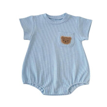 Combinaison d'été sans manches pour nouveau-né (9-12 mois), bleue, compatible avec les vêtements pour bébé.
