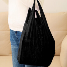 Expandable Multi-functional Large Shopping Bag, Reusable Tote for Grocery/Travel/Beach, Foldable & Lightweight (Black)