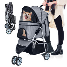 Cochecito plegable de 3 ruedas para mascotas para perros pequeños/medianos y