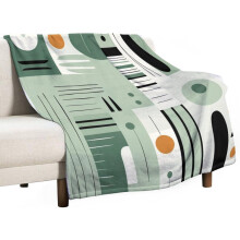 Mid Century Modern Sage Green Abstract Geometric Throw Blanket, 50"x60", Flannel Fleece, Warm Plush, All-Season, Adults & Kids