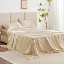 Satin-Bettwäsche-Set, 3-teilig – Einzelbett XL, Beige, luxuriöse, seidig-weiche Bettwäsche mit tiefen Taschen