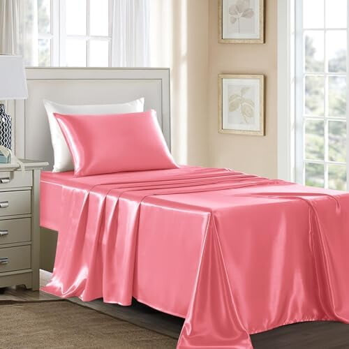 Ensemble de draps en satin complet – Draps de lit 4 pièces en polyester 2